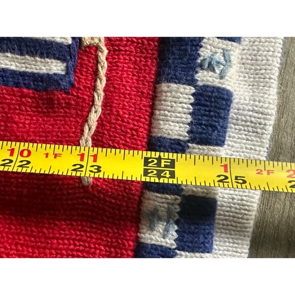 Quacker Factory Nautical Knit Sweater button Cardigan Red L lighthouse boat - Picture 11 of 13